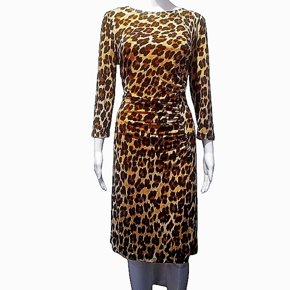 Lepord Print Sheath Dress Large - Picture 3 of 11